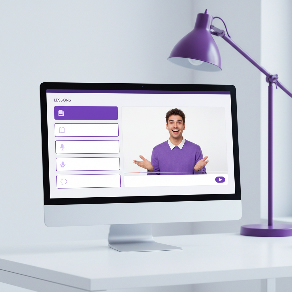 Interface do curso Beway Idiomas 2.0 com professor Jonas