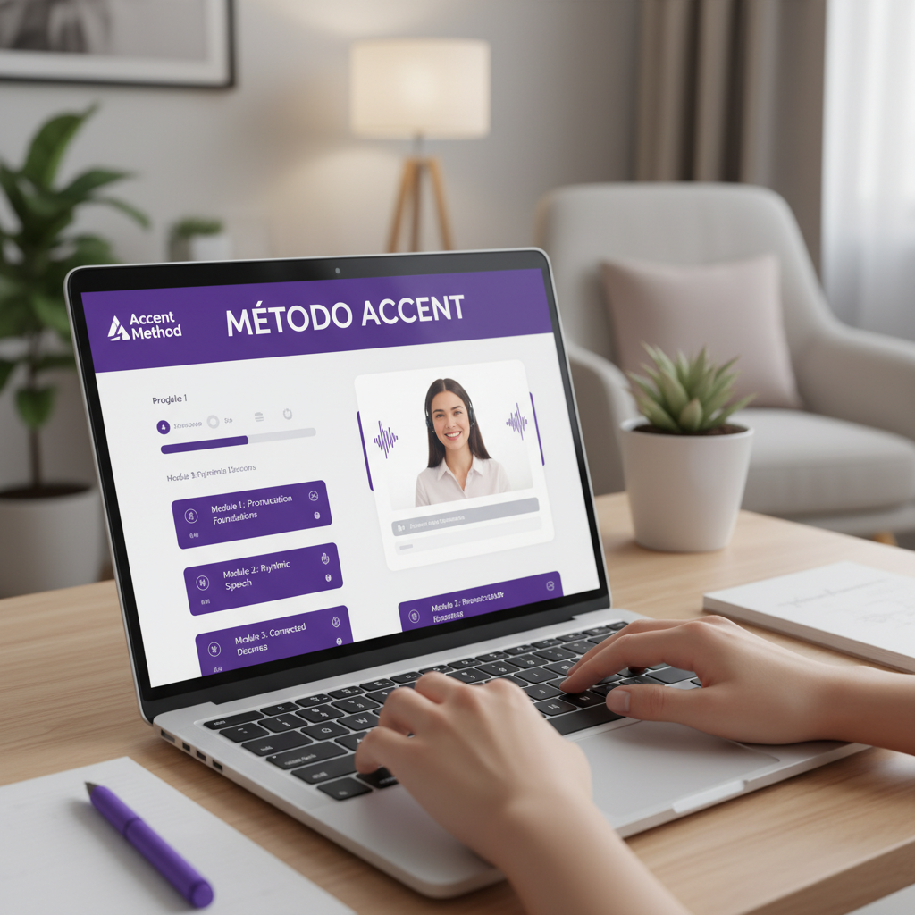Interface do curso Método Accent, um curso de inglês online