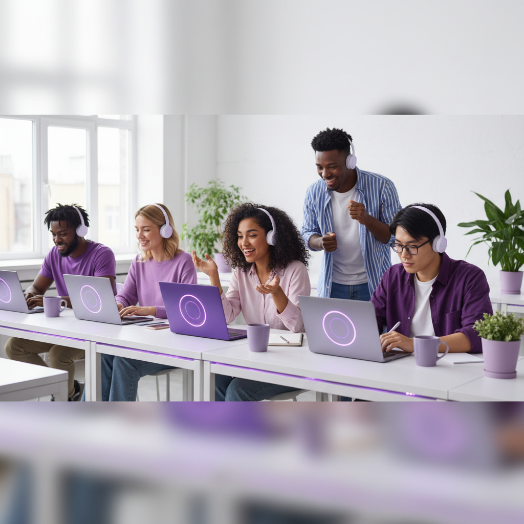 Alunos do Método Accent praticando inglês em comunidade online