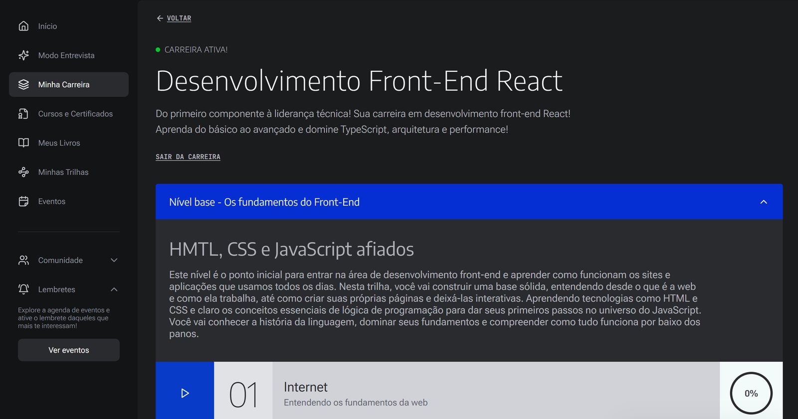 Modo Carreira da Alura por dentro, curso de programação com o caminho pronto por níveis