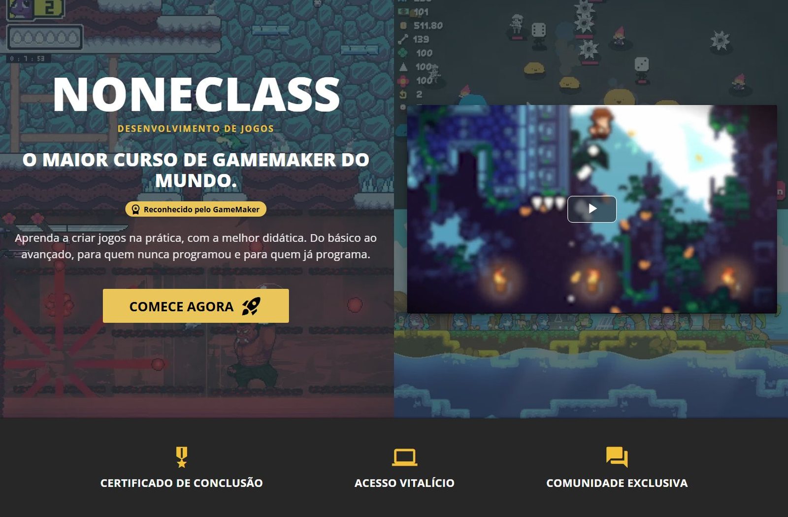 NoneClass, curso de programação de jogos com GameMaker para iniciantes